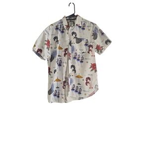 Men's Hula Girl Hawaii Shirt 100% Cotton Size L SLIM FIT CACTUS Maui‎ MAN #154